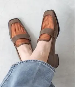 【新品未使用】パンプス　ローファ　透け感　スクエア　Sサイズ