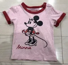 ミニーマウス ミニーちゃん プリント柄 Tシャツ 80cm ピンク 古着風
