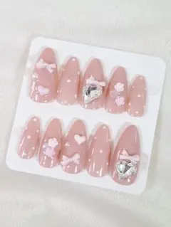 現品サイズ】ネイルチップ ワンホンネイル フレンチガーリー 埋め
