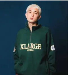 XLARGE ダークグリーン ジップアップトレーナー