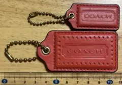 COACH コーチ チャーム 2点セット レッドレザー朱色