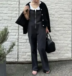 美品 LOUNGEDRESS ラウンジドレス デニムオールインワン S ブラックのサムネイル