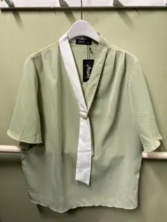 Amulet ボウタイ付き半袖シャツ ライトグリーン サイズXL 新品未使用