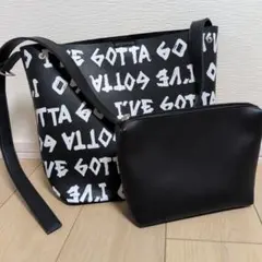 未使用品　ANAP プリントショルダーバッグとサコッシュ・バッグセット　黒色のサムネイル