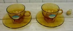 昭和レトロポップ　カップ&ソーサー　アンバー　2客セット　U20464