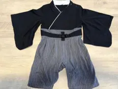 ベビー 袴 ロンパース 80cm 黒 縞模様 和装