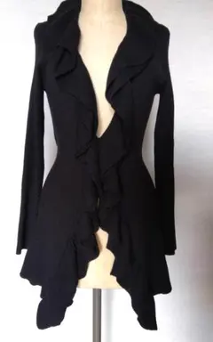 美品◆ナラカミーチェ 黑フリルロングカーディガン◆NARACAMICIE