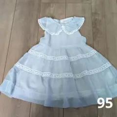 水色ドット柄ドレス 95