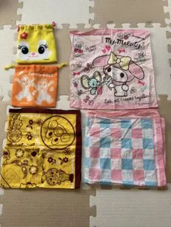 ハンカチまとめ売り　バンダナ　ハンカチ　巾着袋　タオル　マイメロ　チップとデール