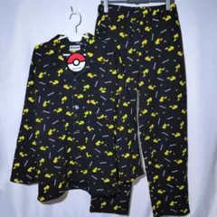 新品 上下セット L ピカチュウ ポケットモンスター パジャマ 総柄 シャギー