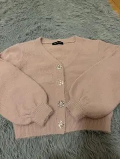 QUEENS COURT ピンク Vネック カーディガン