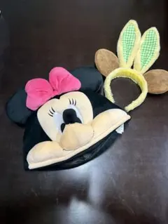 ミニーマウス帽子とウサギ耳カチューシャセット