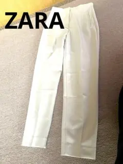 ZARA XS センタープレス風 スラックス ベージュ オフィスカジュアル