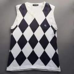 BURBERRY・ BLACKLABEL・Vネックベスト・アーガイル柄・L