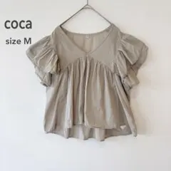 coca コカ フリルブラウス M グレージュ 半袖カットソー 夏服 トップスのサムネイル