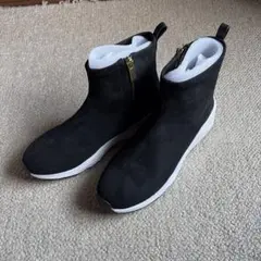 BAYFLOWブラックスエード風ジッパーショートブーツ　Lサイズ