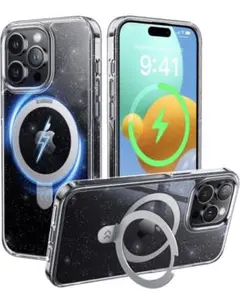 CASEKOO iPhone 14 ProMaxケース 米軍規格　ラメ入りクリア