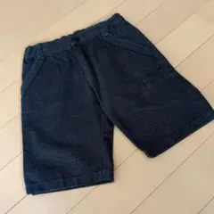 コムサイズム【110A】ダークグレーチェック柄 ハーフパンツ