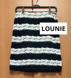 LOUNIE モチーフレース ボーダー 膝丈スカート