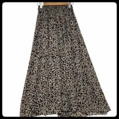 【美品】レオパード柄 ロングスカート ヒョウ柄 フレア Mサイズ ウエストゴム