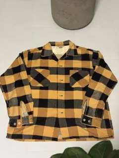 50s プリントフランネルシャツ ネルシャツ プリントコーデュロイ60s
