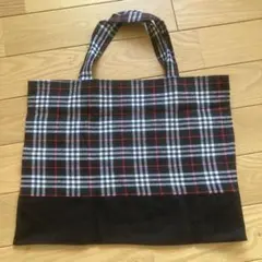 レッスンバッグ　チェック柄　ハンドメイド