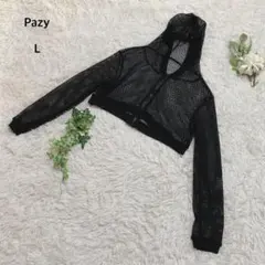 デイジー　パーカー　メッシュ　クロップド丈　フード付　ヘルシー肌見せy2k L黒のサムネイル