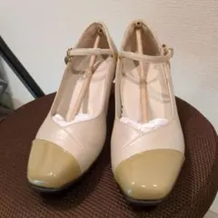 ベージュ アンクルストラップ ハイヒール 23 EE