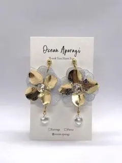 大ぶり花ピアス・316ステンレス　ウェディングアクセサリー