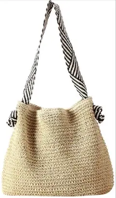 【新品・未使用】✨ストライプハンドル かごバッグ ショルダー トート A4サイズ