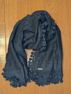 「MATTA (マッタ)」ポンポン ストール　ネイビー 190cm×90cm