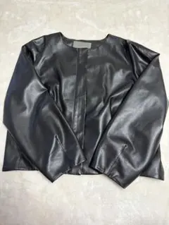 QUARÉE クオリーノーカラーフェイクレザージャケットブラック40 M〜L