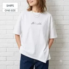 SHIPS シップス バックフォトプリント ロゴ Tシャツ ホワイト 美品のサムネイル