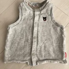 ミキハウス ダブルビー　グレー 前開きベスト 90