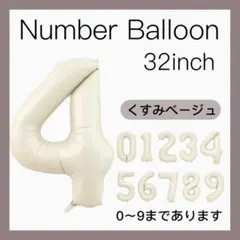 4 ナンバーバルーン くすみベージュ 数字 風船 お誕生日 記念日 飾付け 祝い