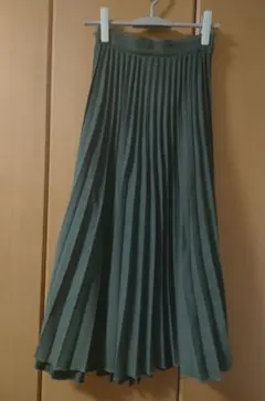 DouDou/カーキ/スエード/プリーツロングスカート