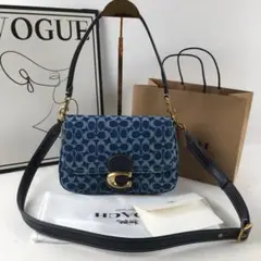COACH CA105 ソフト タビー ショルダー バッグ シグネチャー デニム