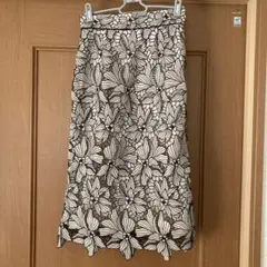 配色大花レースタイトスカート　0