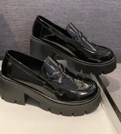 トラックソールプラットフォーム厚底シンプルローファー