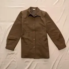Zibo ウール100% ブラウン ジャケット 11号 L レトロ 80s系