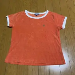 レアRalph Laurenパイル生地リンガーTシャツオレンジ✖️ホワイト短丈のサムネイル