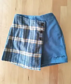 女の子150 ショートパンツ ミニスカート ブルー チェック トップバリュー