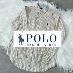 美品　ラルフローレン　長袖チェックシャツ　黄色　150cm