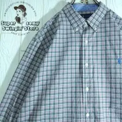 ラルフローレン 長袖シャツ 2XL グレー チェック ボタンダウン