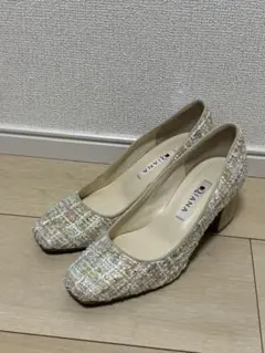 DIANA ダイアナ ツイード スクエアトゥ パンプス 22
