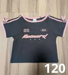 しまむら　RELA. ロゴプリント Tシャツ グレー×ピンク　120cmのサムネイル
