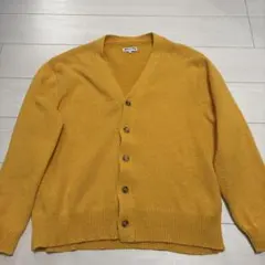 黄色　Vネック ニットカーディガン