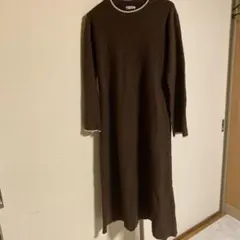 ブラウン ニット ロングワンピース　LOWRYSFARM