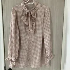 アンドラブ　リボン付きフリル長袖ブラウス 3L ピンク