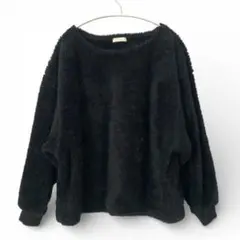 earth music&ecology ふわふわシャギー ニット ゆったり 黒